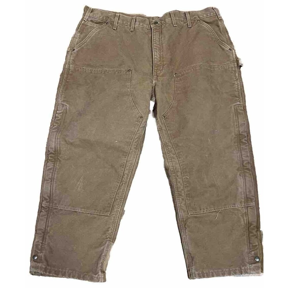 46X28 (44x27) Carhartt B194 BRN Quilt Lined Double Knee Men's Overall Pants Duck